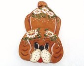 Dog Home Decor, Wooden Cutting Board, Wood Chopping Block, Dog Art / Gone Doggie / Daisies / Dots
