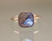 Gemstone Ring - Labradorite Ring - Sterling Silver - Bezel Set Ring - Stackable Ring - Mother's Day Gift