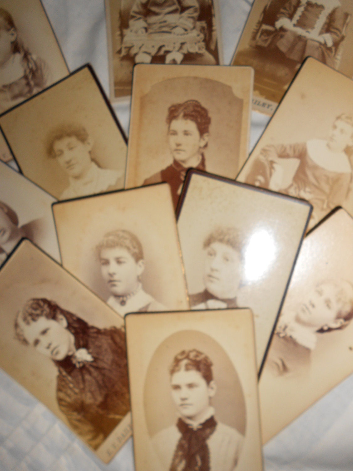 Sepia Family Ties Cabinet Photos Victorian Portraits - One Dozen Various Photographs-Listing Includes All 12 "Instant Relatives"
