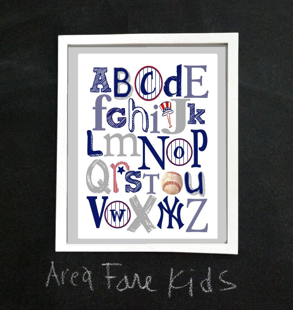 8 x 10 NY YANKEES ABC Nursery Art Print