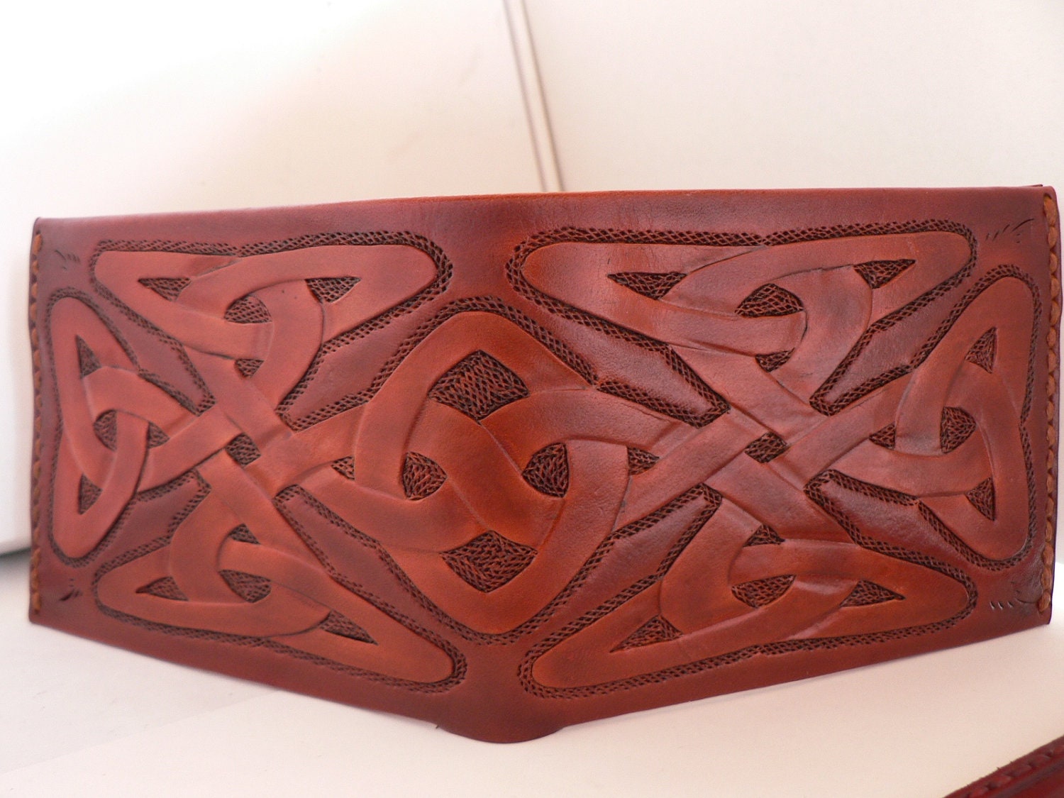 Mens leather tooled wallet