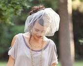 Blusher Veil, Wedding, Veil, Short, Tulle,12" Veil, Birdcage Veil, White, Ivory