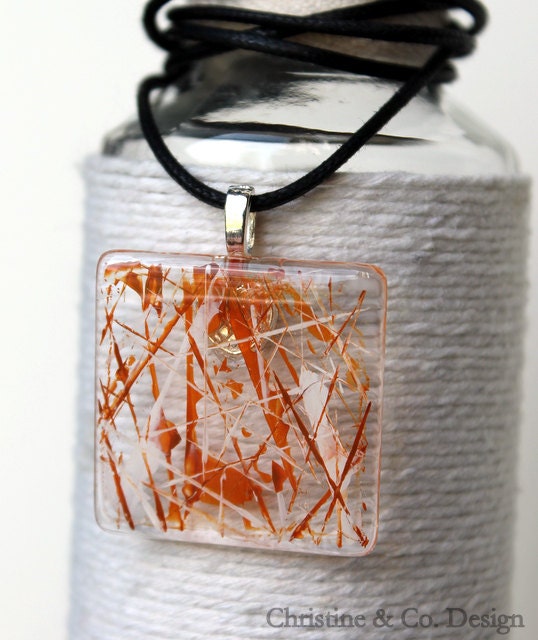 Brown and Ivory Painted Glass Pendant/ Handbag Charm