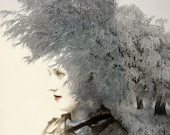 Winter Art, Mixed Media Collage Print, Ice Queen