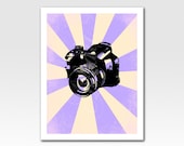 Art Print A4 Print Vintage Camera Violet and Peach Home Décor Nursery Baby Art Original Design by Adidit Print no. 169