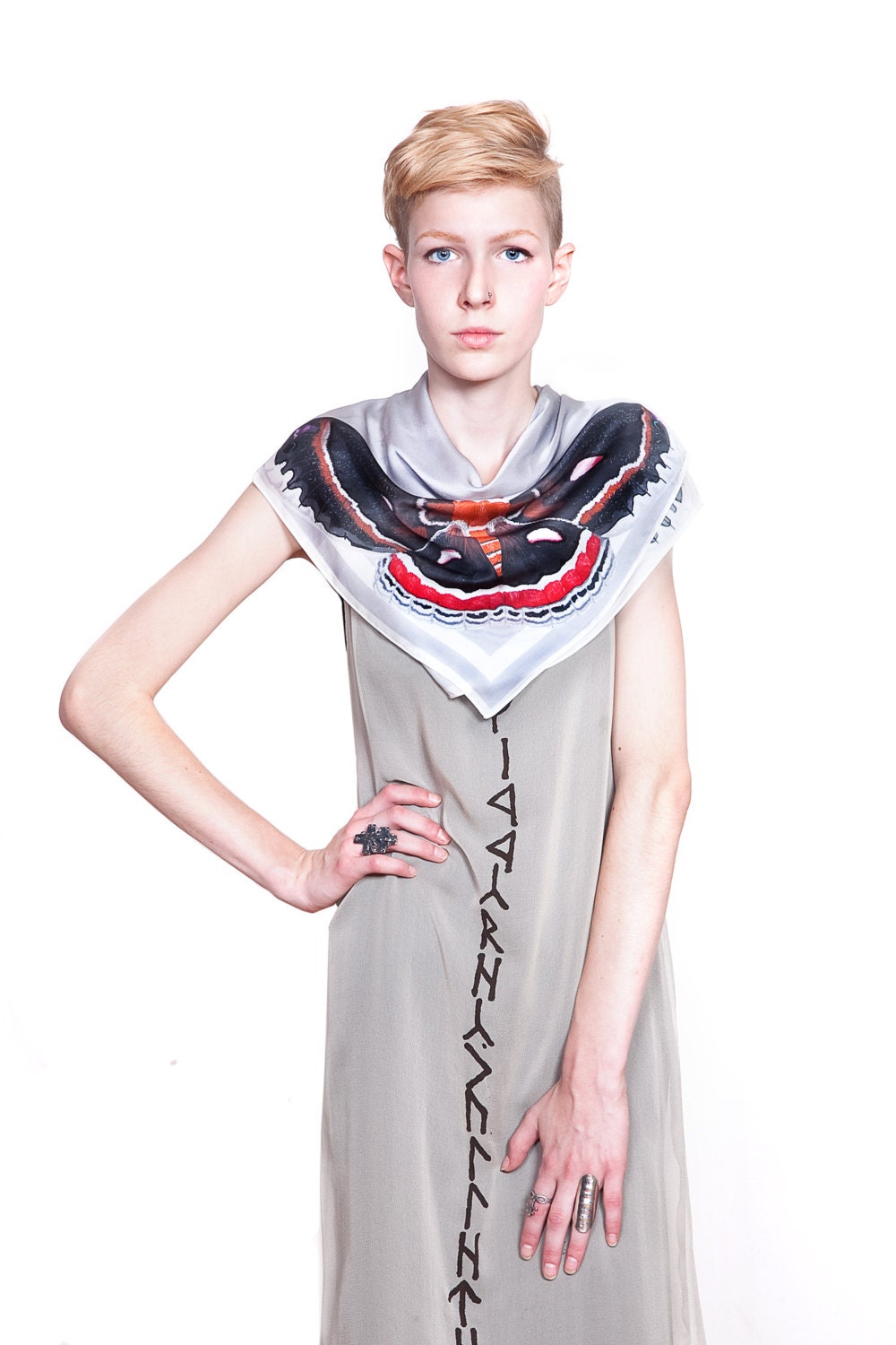 silk moth scarf - Cecropia - 26" x 26"