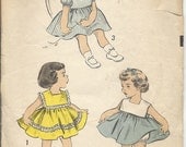 Advance 6097 1950s Vintage Sewing Pattern Girls One Piece Dress with Panties 50s Size 3 Unprinted