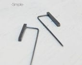Oxidized Sterling silver Minimal pendants earrings -Simple- 2