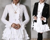 Gothic Goth Victorian Dolly Lolita Nana EGL Wedding Bridal Tux Frill Tiered Dress White
