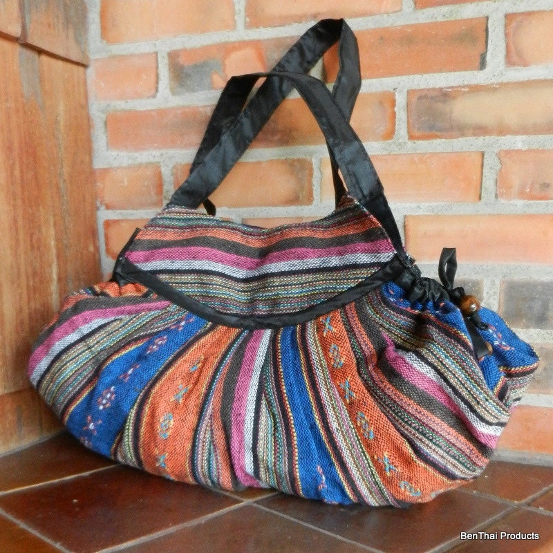 Hand Woven Cotton Shoulder Bag Purse Women Handbag Tribal Ethnic - IKAT 8