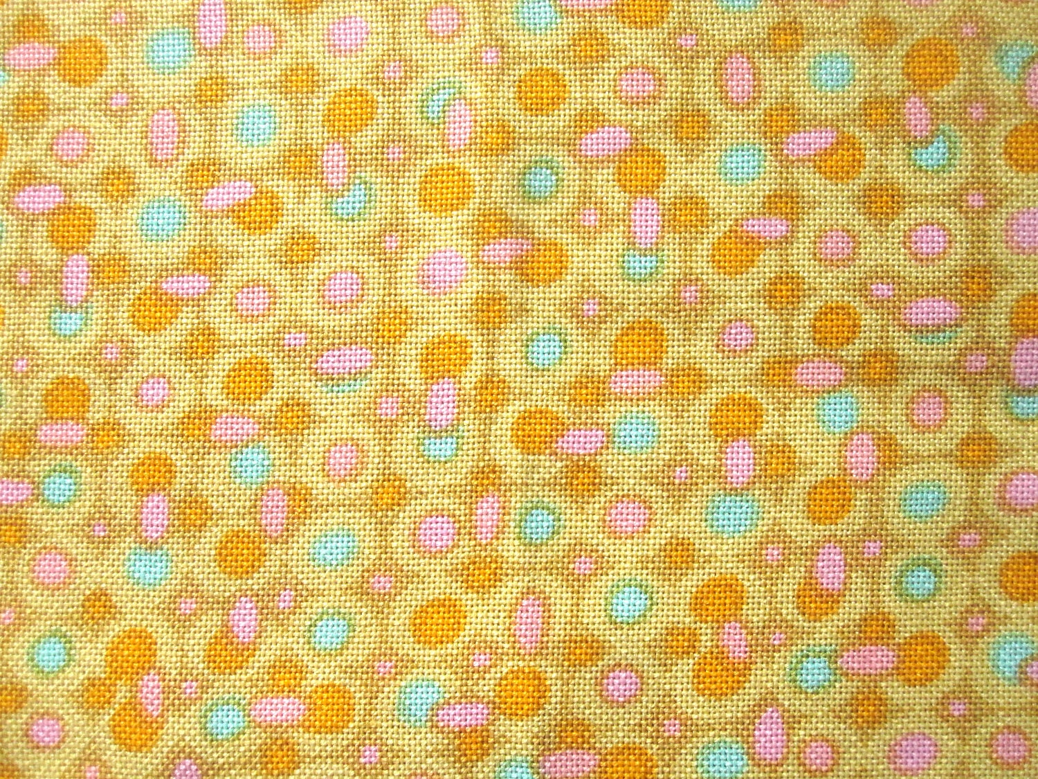 Mod Yellow, Pink, Aqua, and Orange Circle Print Fabric