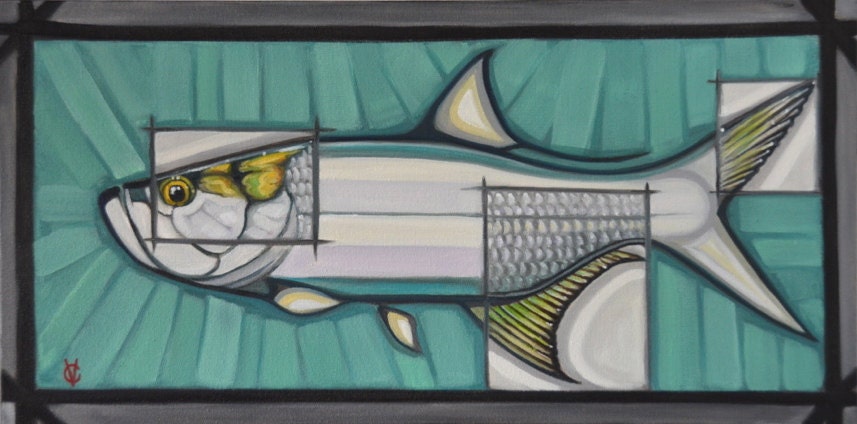 Tarpon Art Painting12"x24" by Carin Vaughn
