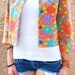 1960's Neon Floral Button Up Crop Jacket Small Original Label