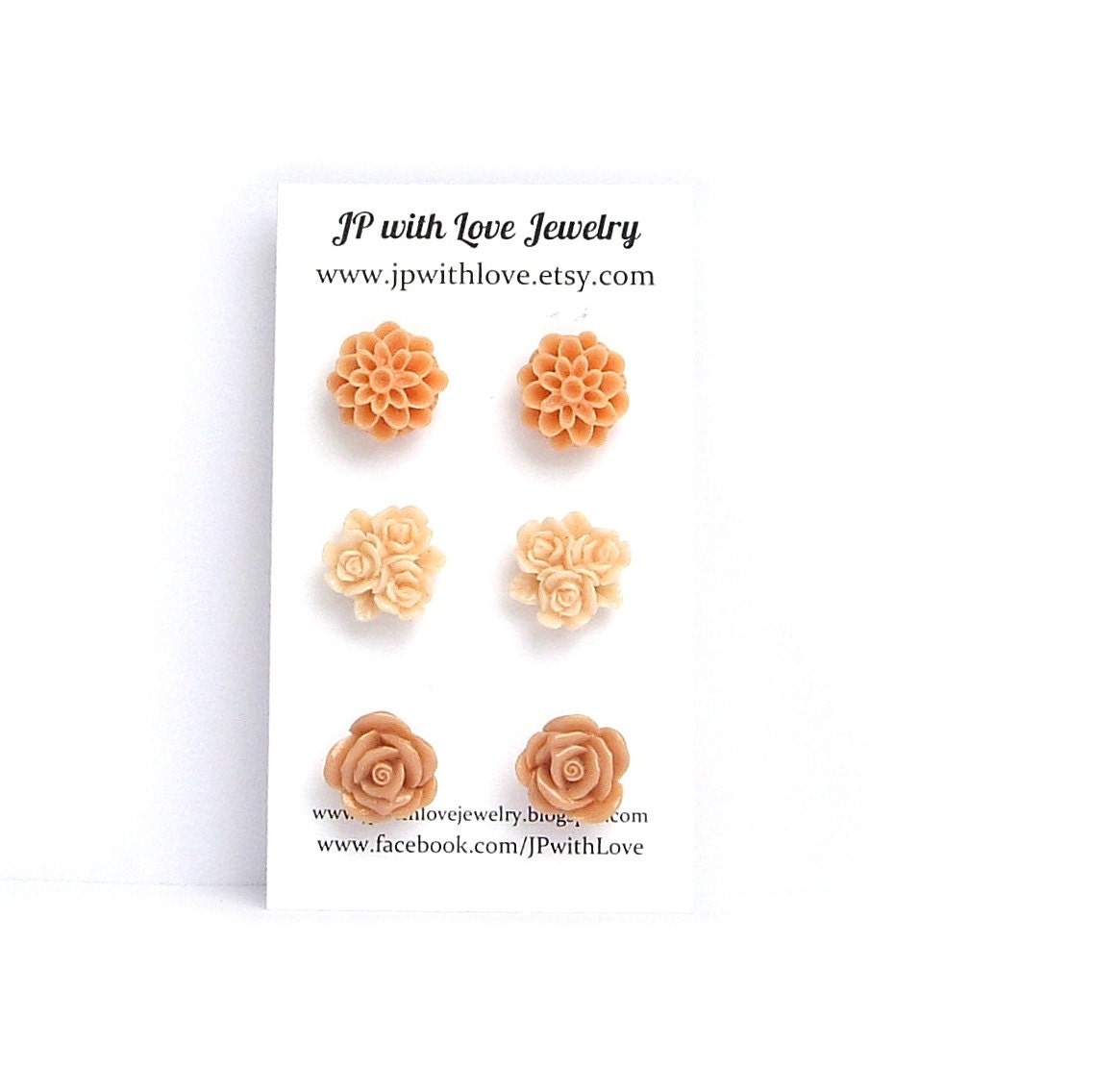 Studs - Peach Stud Earrings - Flower Stud earrings