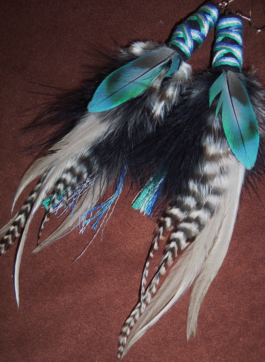 Feather Earrings- Shimmering Love- Long Feather Earrings