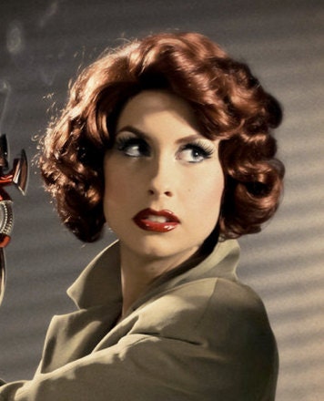 FILM NOIR WIG, Stylish Auburn 1930s Fingerwave: One of a Kind High Quality Wig designed by Traci Hines