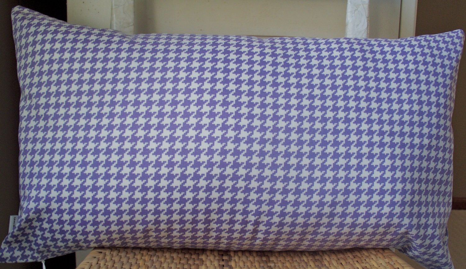 Decorative Pillow Houndstooth Purple Lavender Lilac/White Designer Fabric 14X24