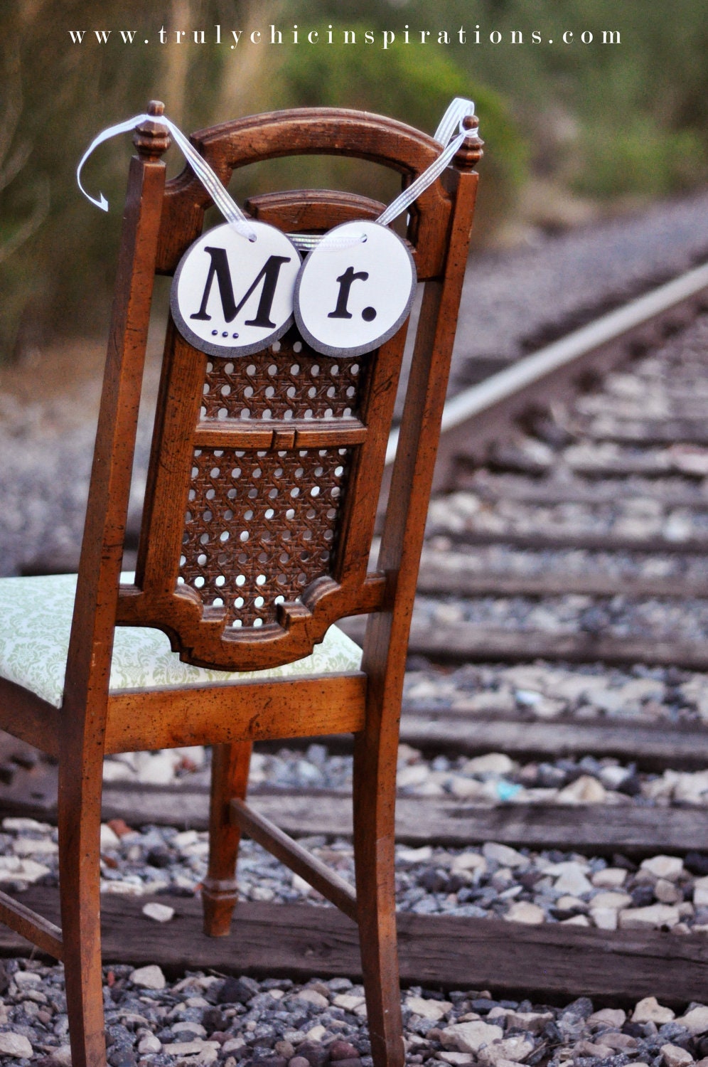 Mr and Mrs Chair Sign with ribbon- wedding chair banner Il_170x135