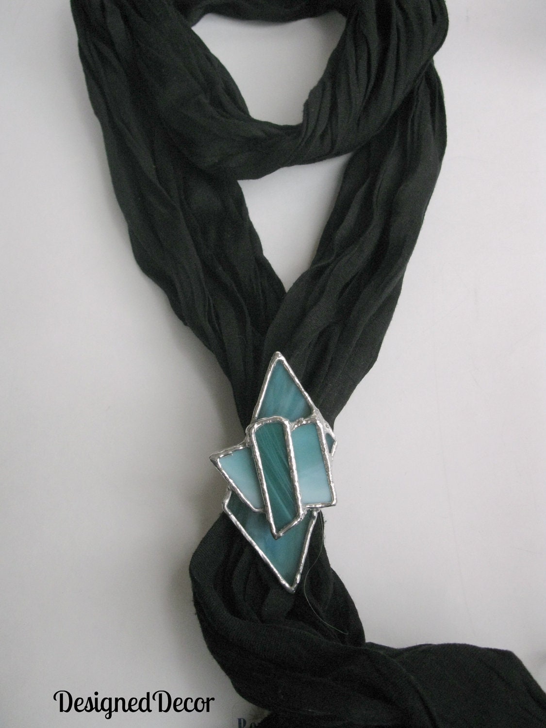 Blue-Green Stained Glass Scarf Jewelry