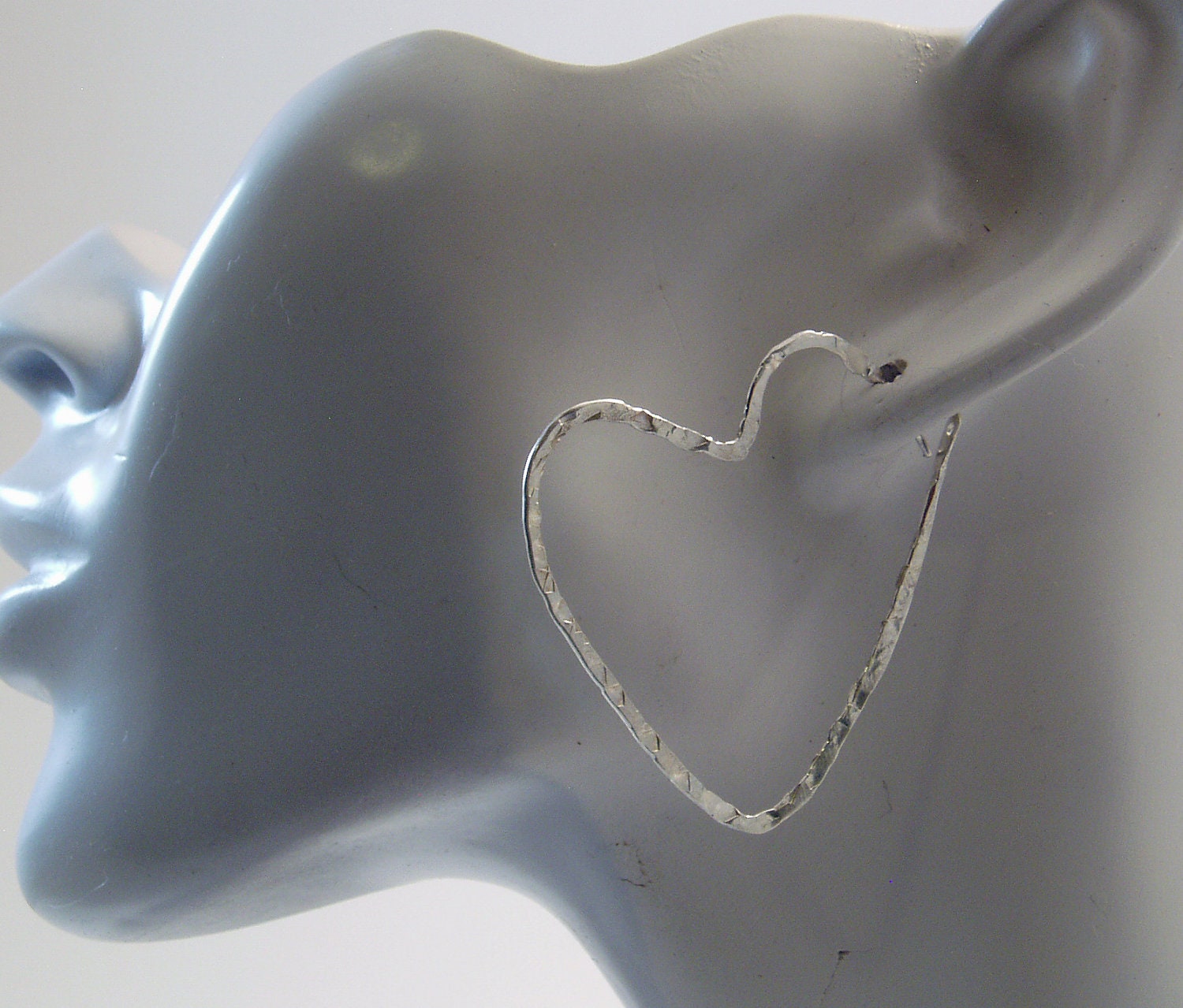 Silver Hoop Heart Earrings, Large Hoops, Sterling Silver, Heart Hoop, I Love You, Sweetheart Jewelry