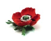 Felt brooch Red Poppy