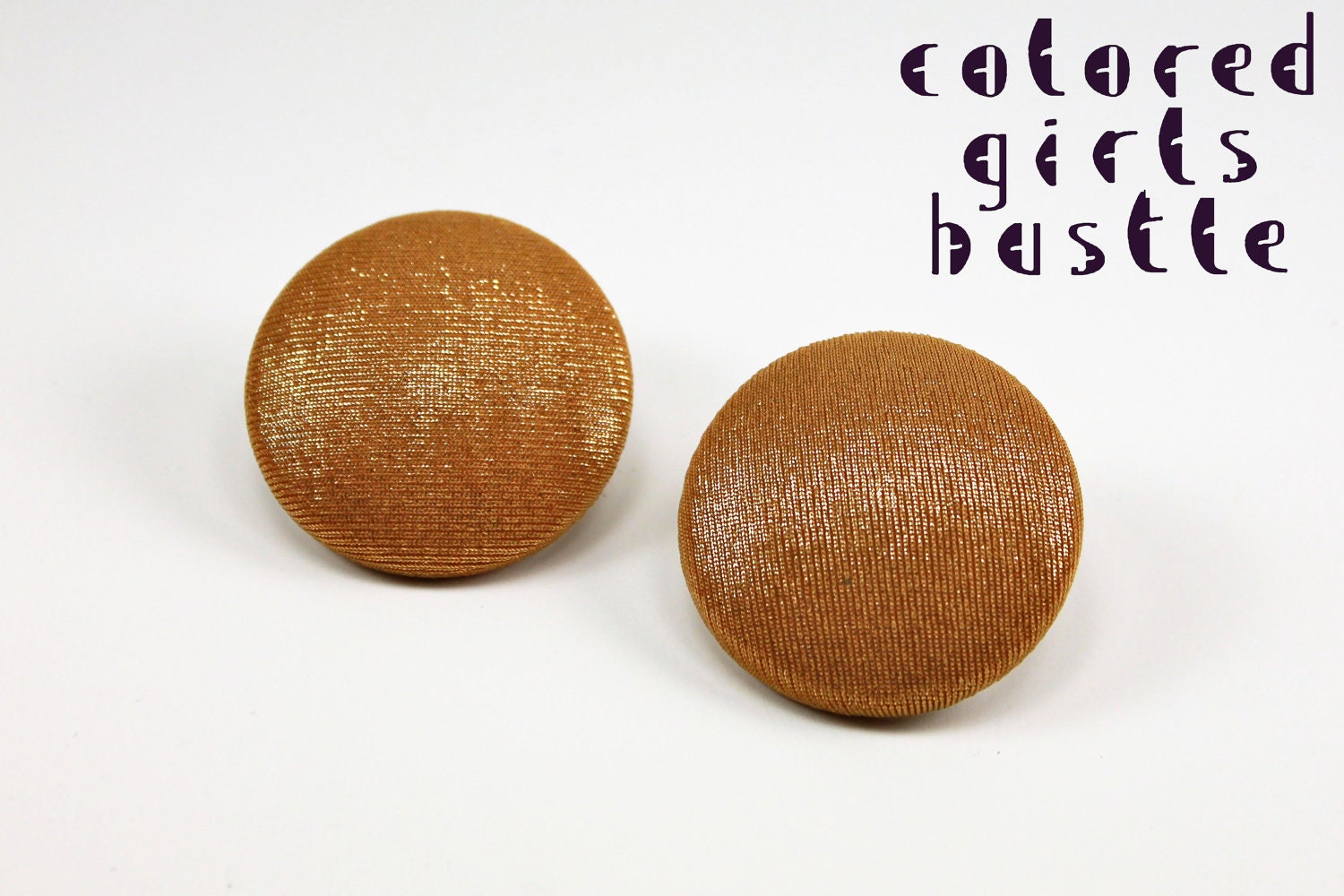 Vintage Inspired Large Button Earrings: Iridescent Gold
