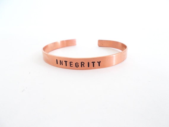 Gift for him - copper bracelet- hand stamped jewelry - integrity