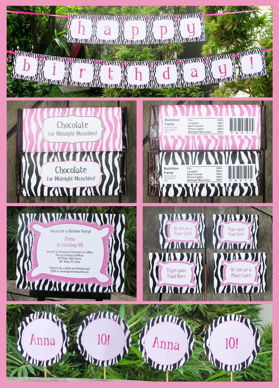 Sleepover Slumber Party Invitation & Printable Birthday Collection, EDITABLE Text PDF file - you personalize at home with Adobe Reader Il_170x135
