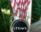 Mason Jar lid with chalkboard vinly, wedding table numbers brass - Set of 10 - Parties, Weddings, Charms
