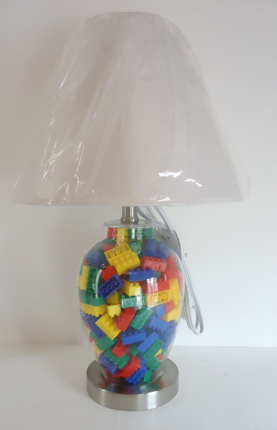 Custom Glass Lamp Shades on Custom Order For Sarah Glass Lamp Filled Lego Style By Miamimere