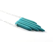 Turquoise necklace: sterling silver spike necklace tribal ethnic inspired by Native American necklace blue