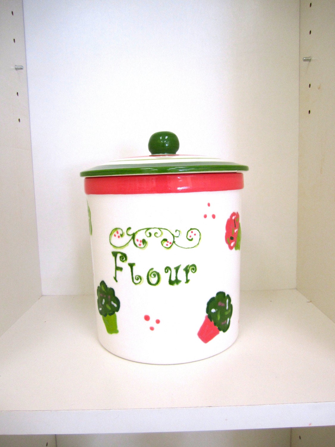 Cupcake Canister- Pink and Greens cupcakes with bold stripes