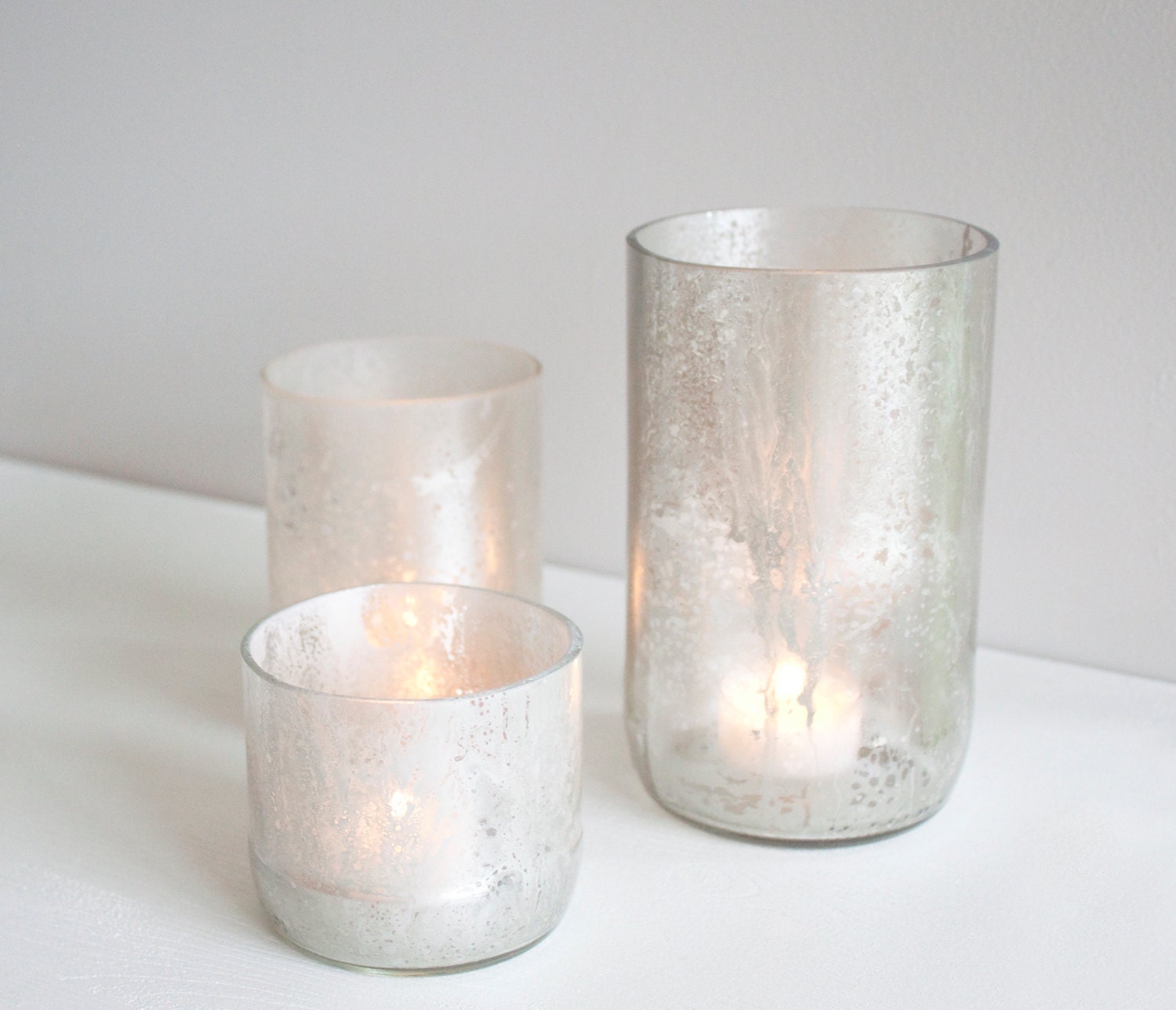 One Recycled Wine Bottle Votive - Wide