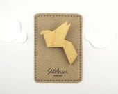 Wooden Bird Brooch - Plain