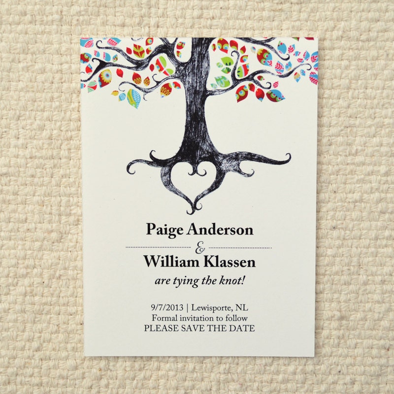 Wedding Save-the-Date - Rustic Woodland Tree - DIY Printable PDF Template