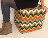 floor pouf  indoor outdoor ottoman zig zag ikat  modern floor ottoman/ seating/unique side table