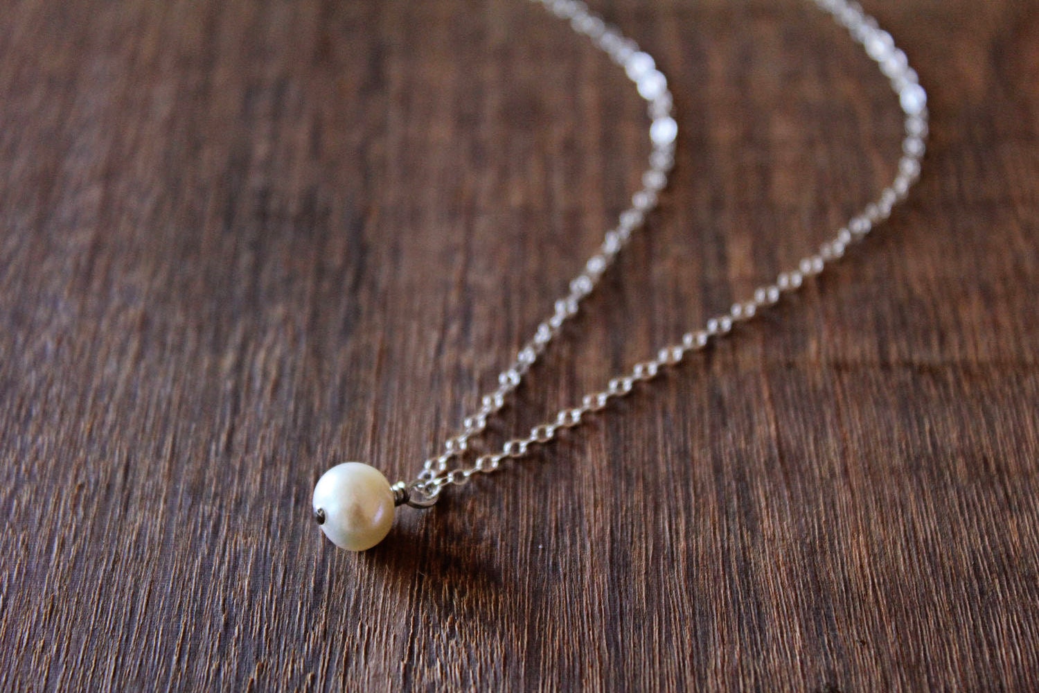 Silver Pearl Drop Necklace