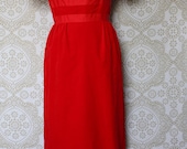 Vintage 1950's Emma Domb Bombshell Red Velvet Evening Gown S/M