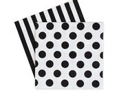 Black and White Polka Dot Stripes Napkins-