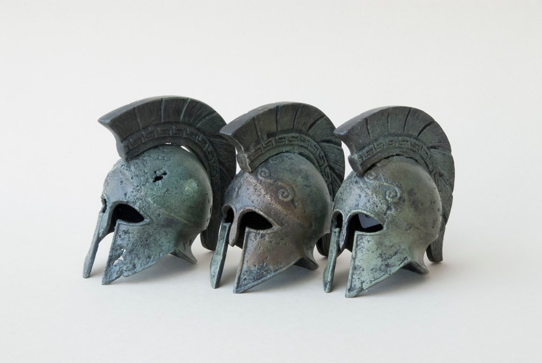 Greek Key Crest Bronze Helmet, Ancient Corinthian War Helmet, Bronze Metal Sculpture, Collectible Timeless Art, Museum Quality Art Sculpture