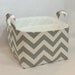 LG Diaper Caddy 10"x10"x7" Fabric Bin, Fabric Storage bin, Fabric Organizer Chevron Zig Zag Grey/White with White Lining