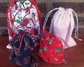 4 Assorted Christmas Gift Bags  Upcycled Reusable
