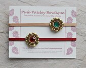 Set of 2 Baby Headbands. Gold Baby Headband. Red Baby Hairbows. Christmas Baby Headband. Christmas Red Bow. Christmas Present.