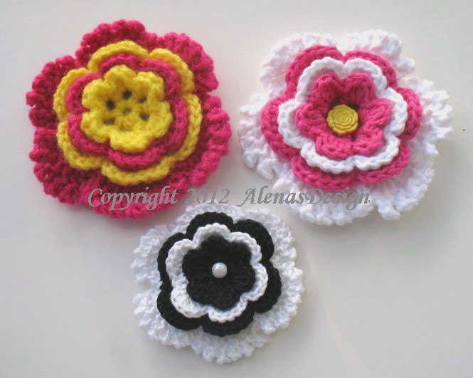 Instant Download - Crochet Pattern 060 - Donna Flower Clip & Hair Clip.