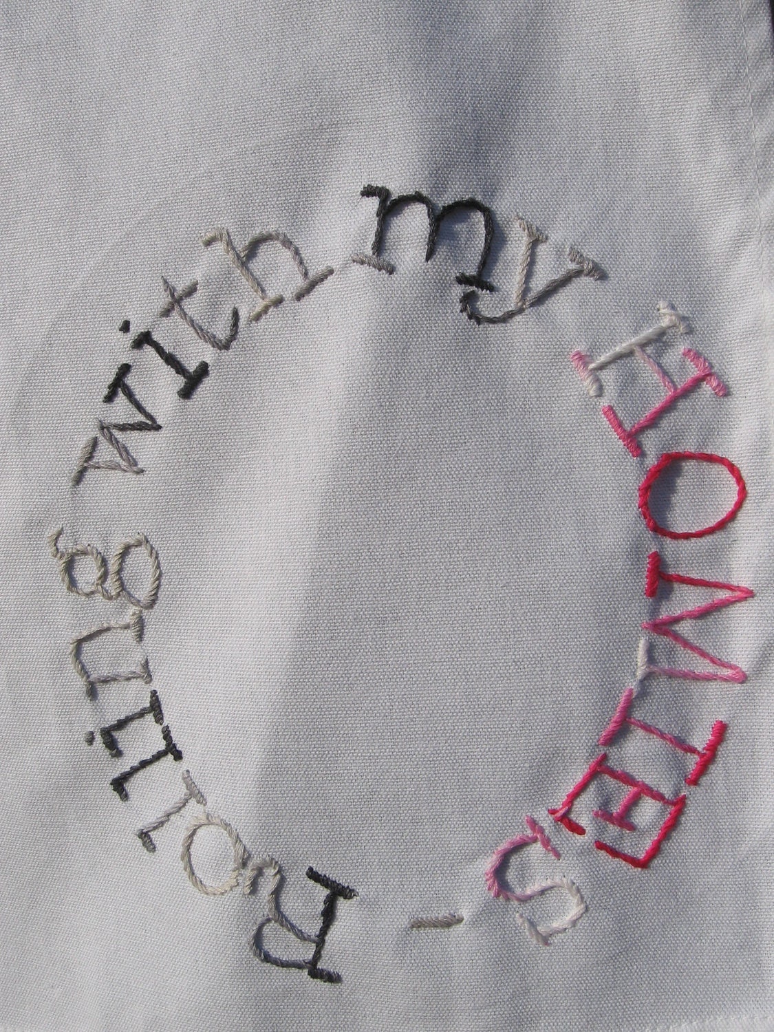 Made to Order-Hand Embroidered Rollin With My Homies Tea Towel