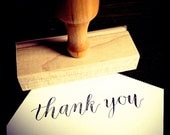 THANK YOU STAMP - Calligraphy Rubber Stamp - Wooden Handle