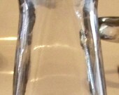 Vintage Clear Glass Bottle / Vase in a Round and Square Shape with a Retro Look