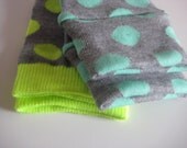 Yellow and Aqua Polka Dots on Grey Baby Leggings