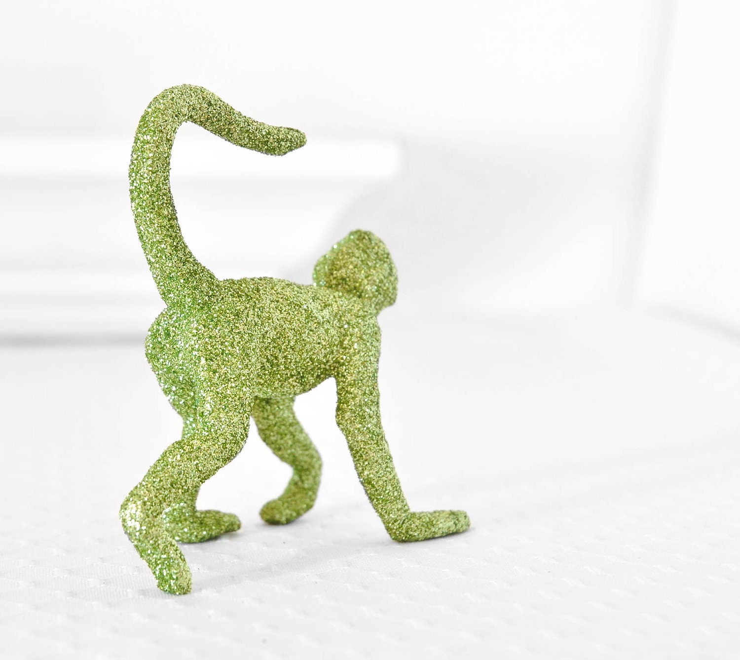 Spider Monkey Jungle Baby Shower Decorations Glittered Decor for Nursery, Unisex Birthday Party or Wedding Tablescapes or Centerpiece