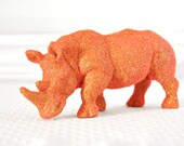 Rhinoceros Safari Baby Shower Decorations in Orange Glitter for Boy or Girl Baby Nursery, Birthdays, or Summer Wedding Table Centerpiece